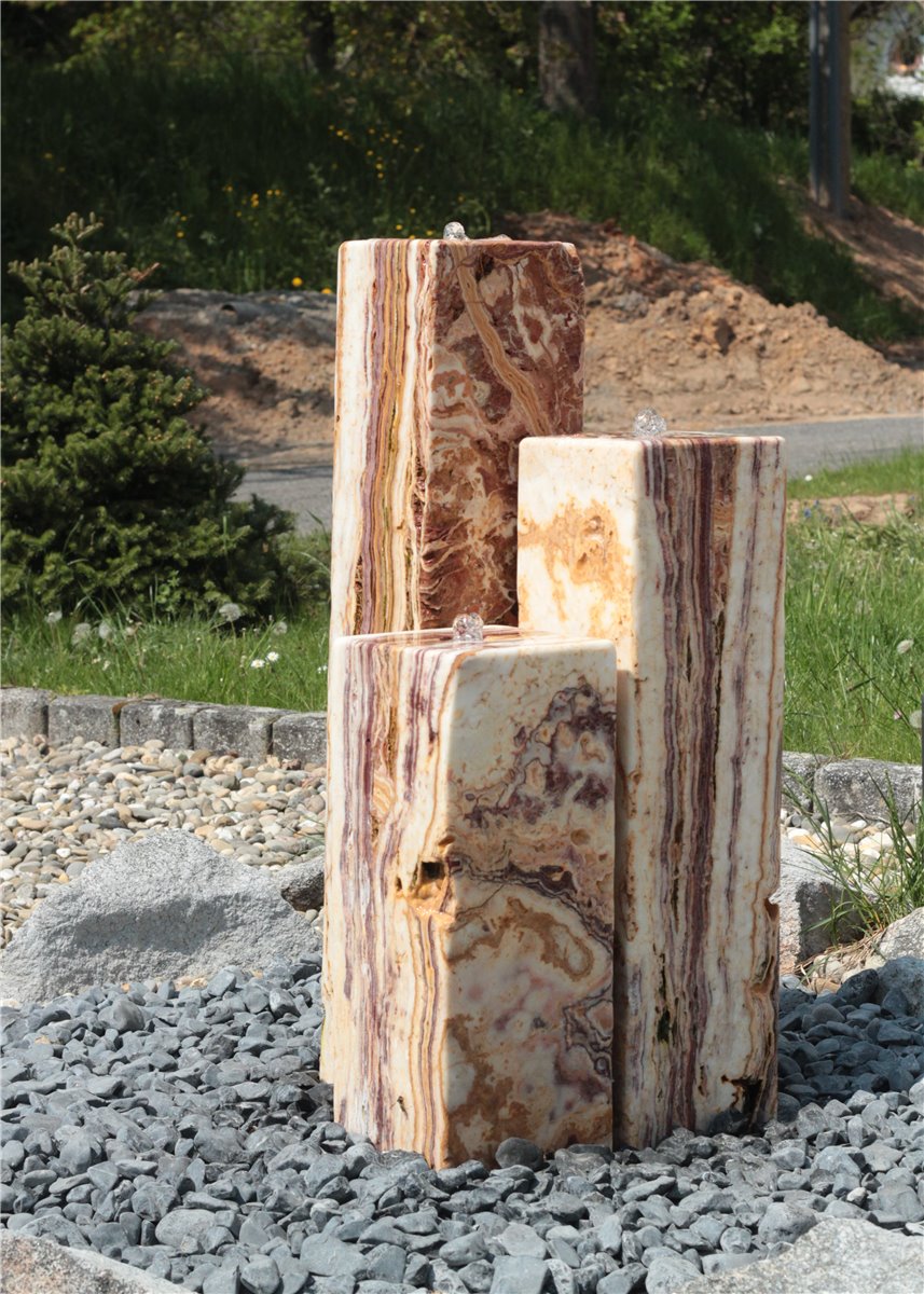 Quellstein Säulen Trio 100/20 Marmor Angel Sparks Gartenbrunnen Springbrunnen Komplettset