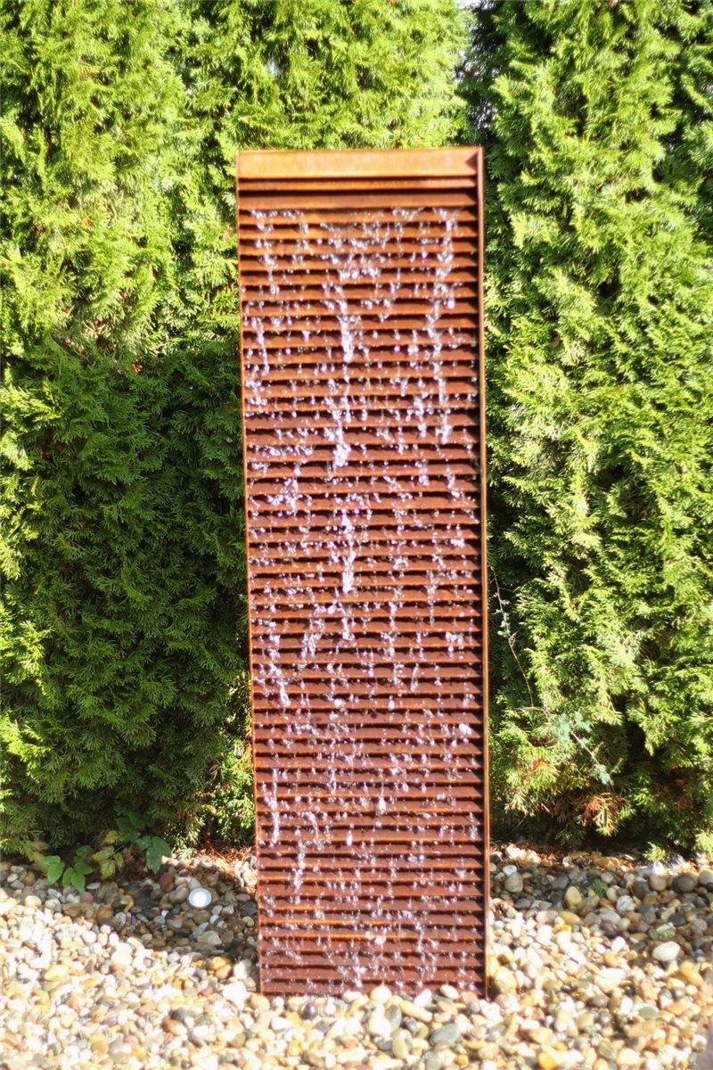 Cortenstahl Wasserwand Lamelle 150cm Edelrost Gartenbrunnen Komplettset