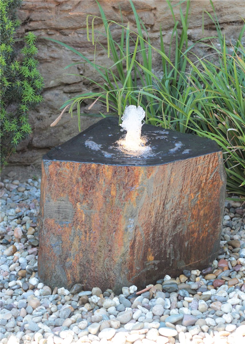 Quellstein Schiefer L60cm mit Quellschale Komplettset Gartenbrunnen Springbrunnen