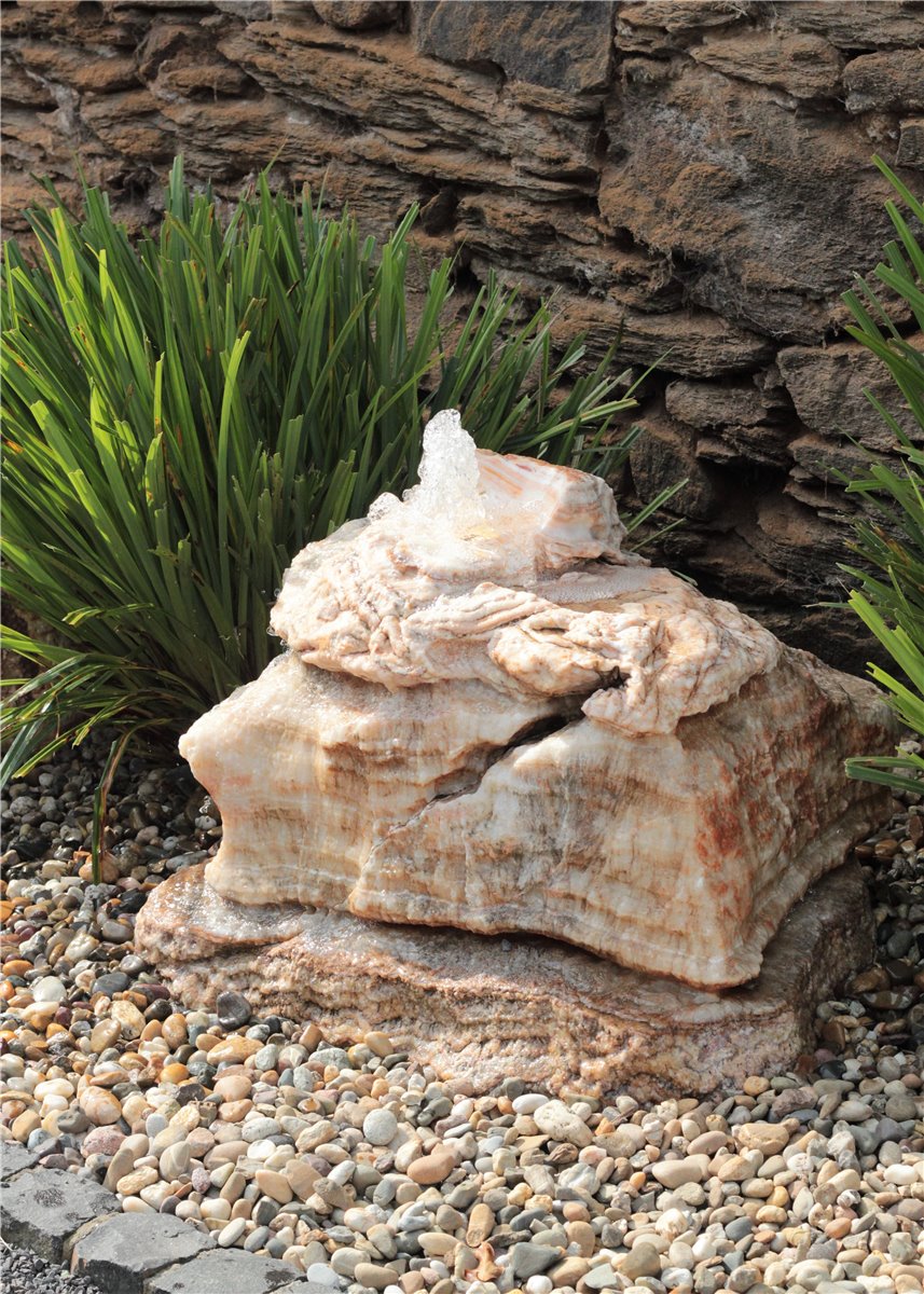 Quellstein Onyx Marmor 50cm Gartenbrunnen Springbrunnen Komplettset