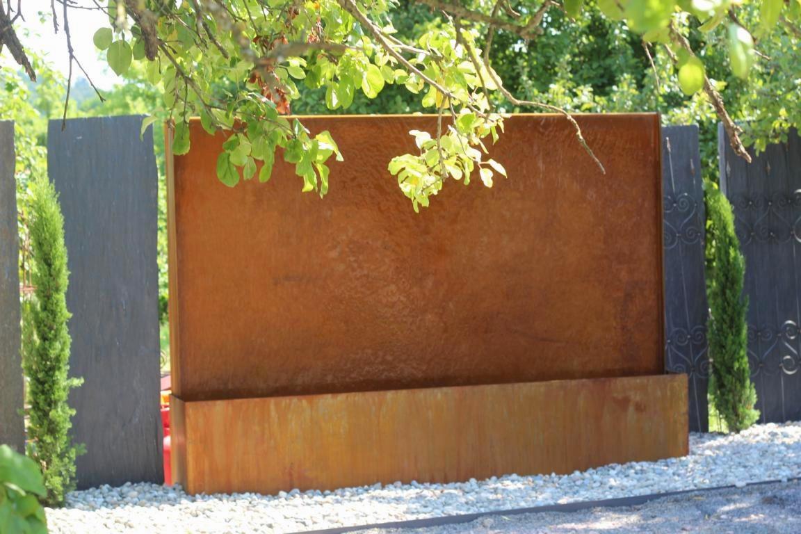 Wasserspiel SET Cortenstahl Wasserwand L250cm Gartenbrunnen Edelrost Design