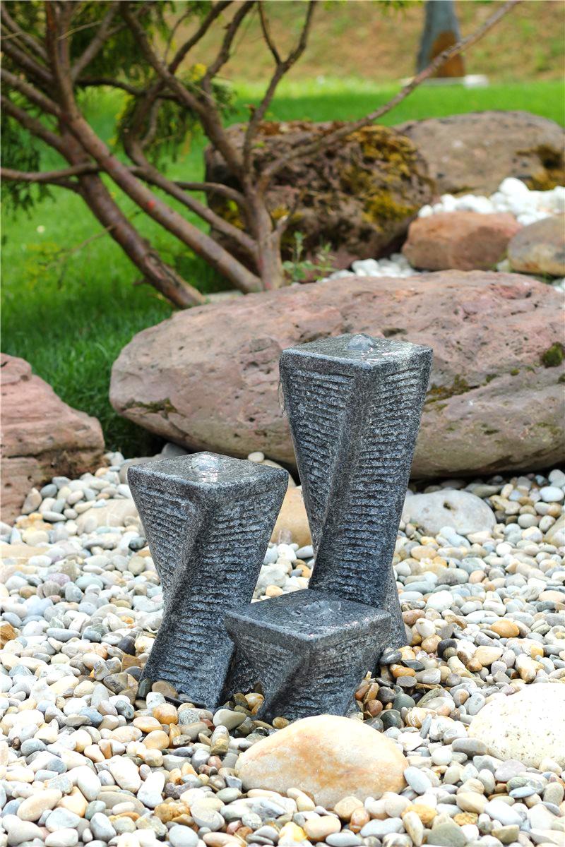 Wasserspiel SET Quellstein Säulen Xuan 50cm Granit Gartenbrunnen Springbrunnen