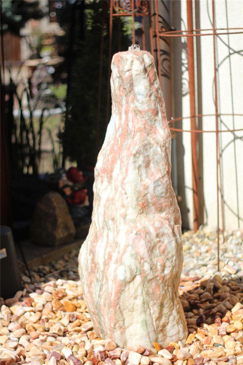 Wasserspiel SET Quellstein Monolith 105cm Marmor norwegisch Pink Gartenbrunnen