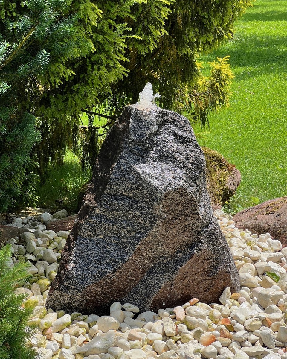 Quellstein Granit 70cm Naturstein Gartenbrunnen Springbrunnen Komplettset