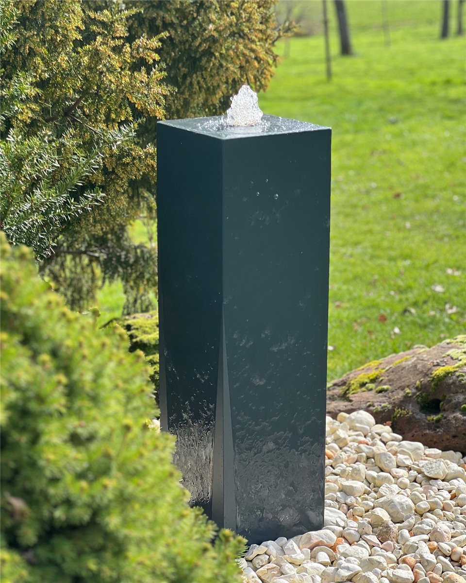 Metall Quellsäule 100 cm anthrazit Gartenbrunnen Springbrunnen Komplettset