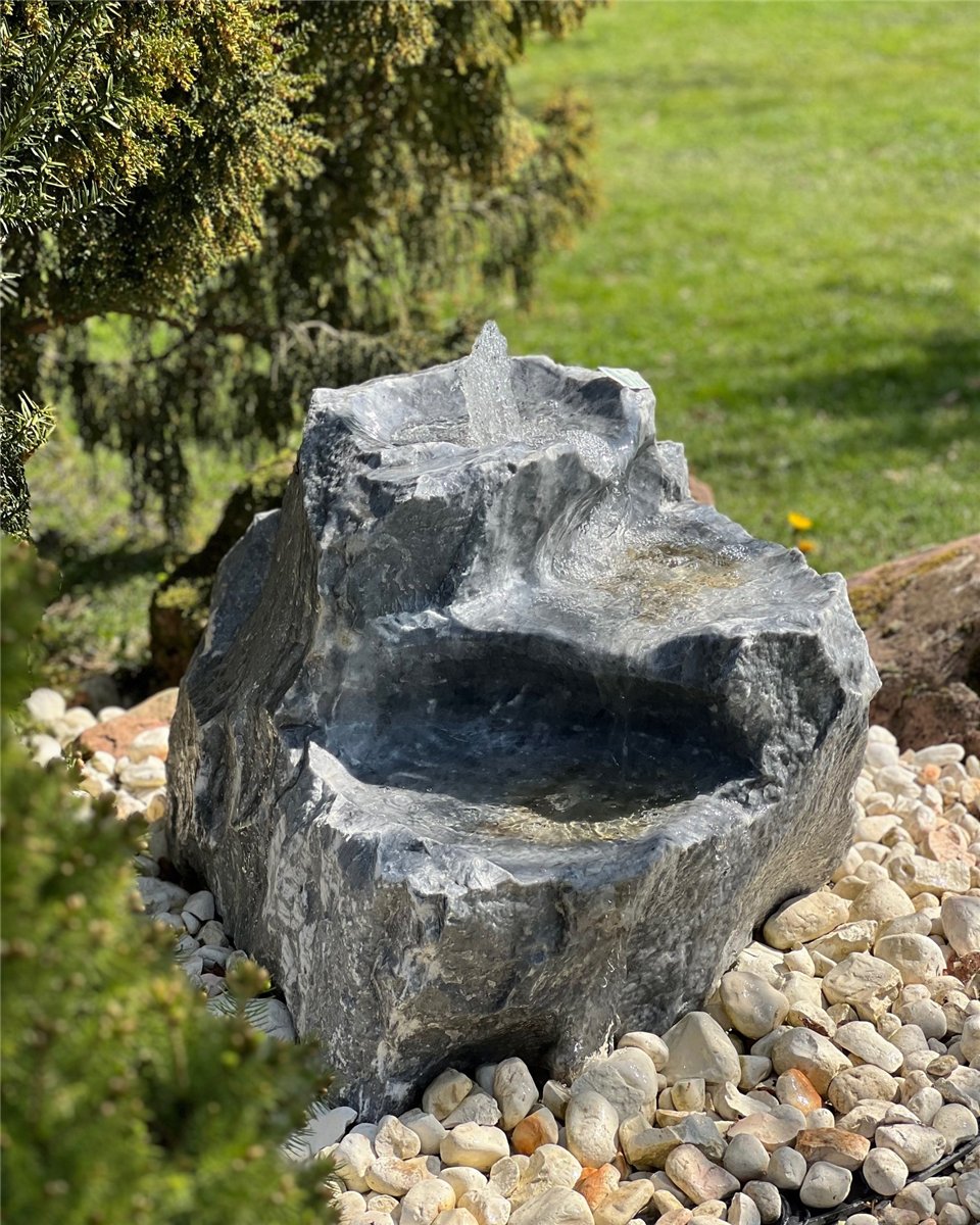 Quellstein Bachlauf Marmor L80cm mit Quellschalen Gartenbrunnen Springbrunnen