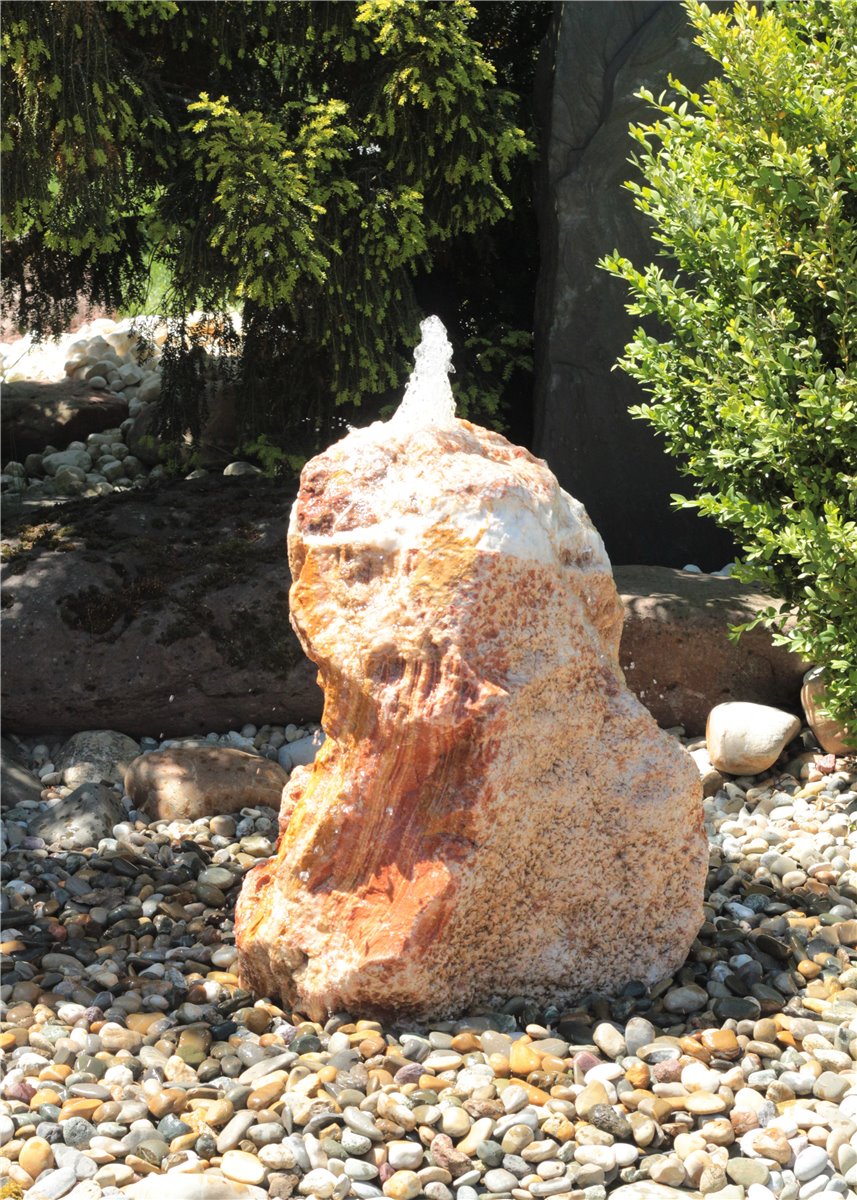 Quellstein Monolith Onyx Marmor 70cm Gartenbrunnen Springbrunnen Komplettset