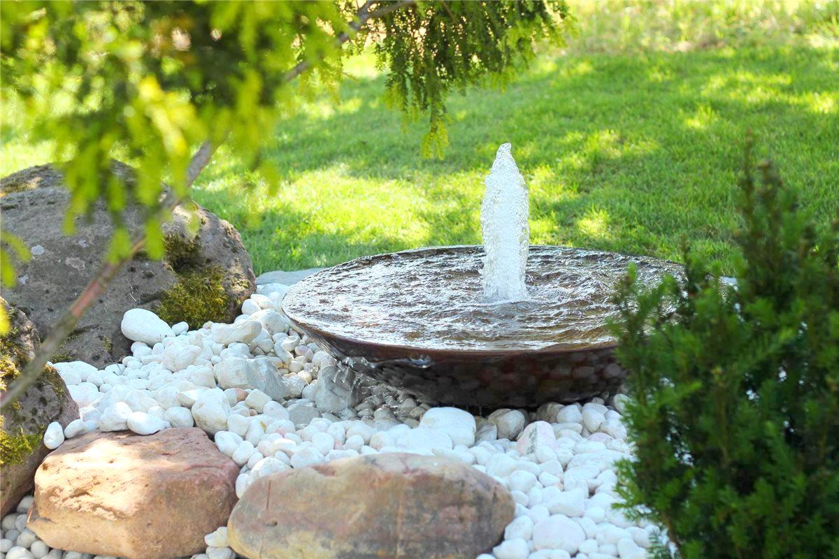 Cortenstahl Wasserschale 100 mit Fontäne Edelrost Springbrunnen Komplettset