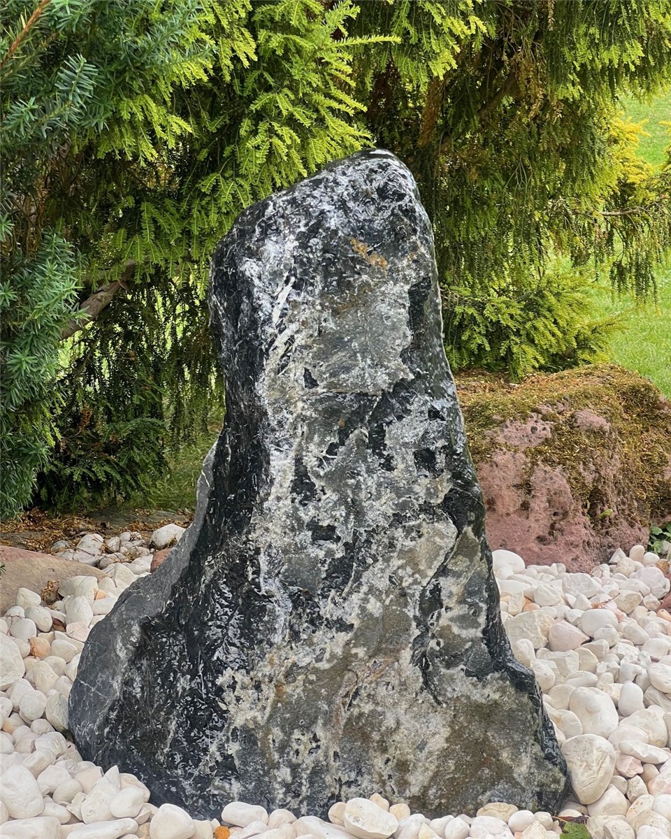 Quellstein Black Beauty 85cm Naturstein Gartenbrunnen Springbrunnen Komplettset