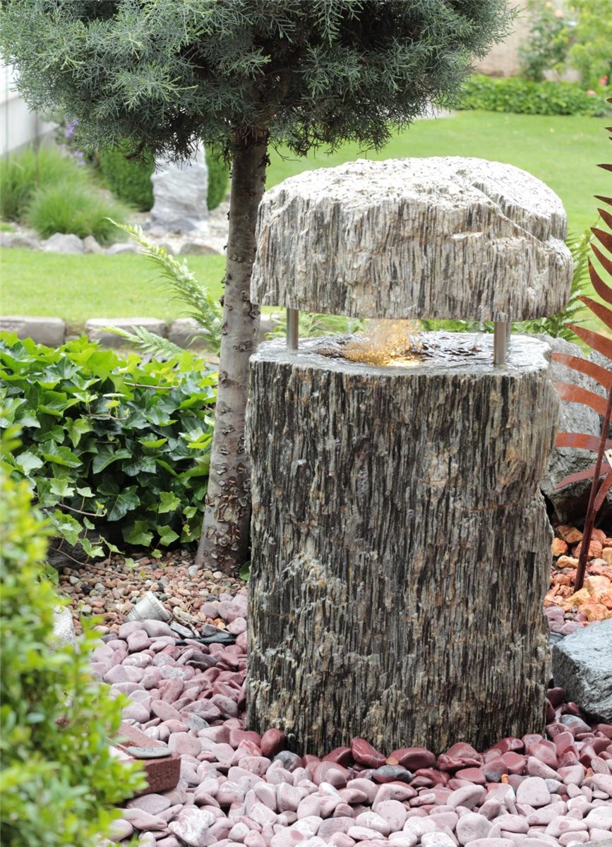 Quellstein Gneis 100cm Gartenbrunnen Springbrunnen Komplettset