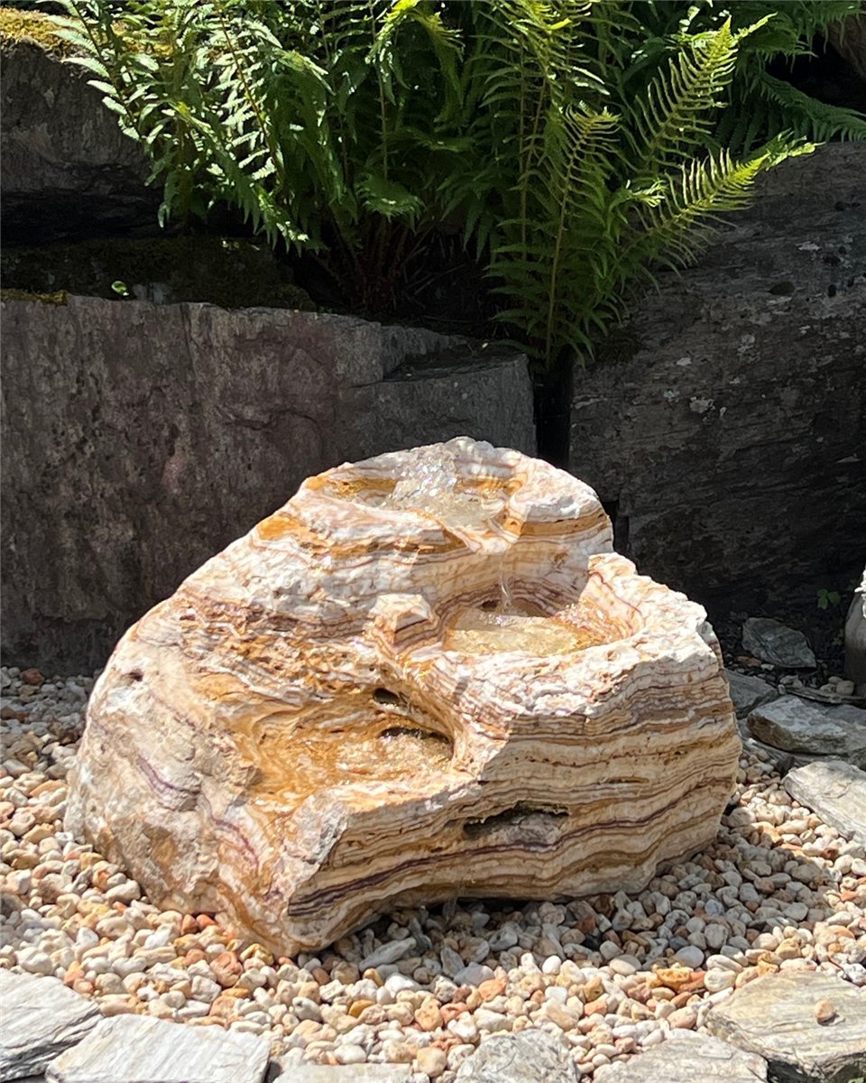 Quellstein Bachlauf Marmor Angel Sparks L80cm mit Quellschalen Gartenbrunnen Springbrunnen