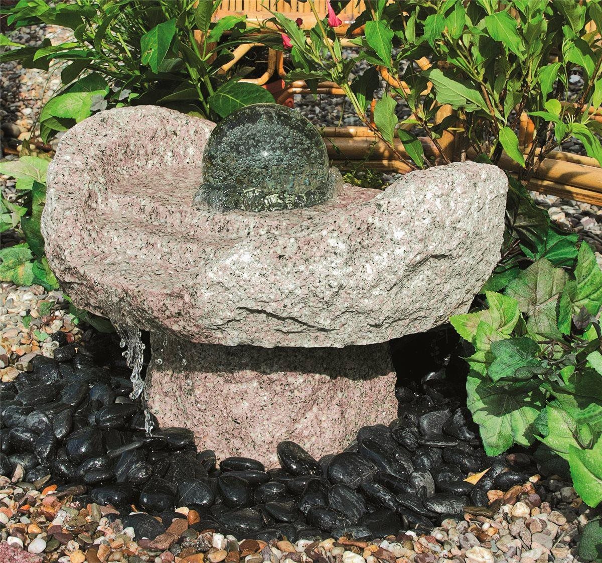 Wasserspiel SET Quellstein Niagara Wasserfall 50cm Granit Gartenbrunnen dreh. Glaskugel