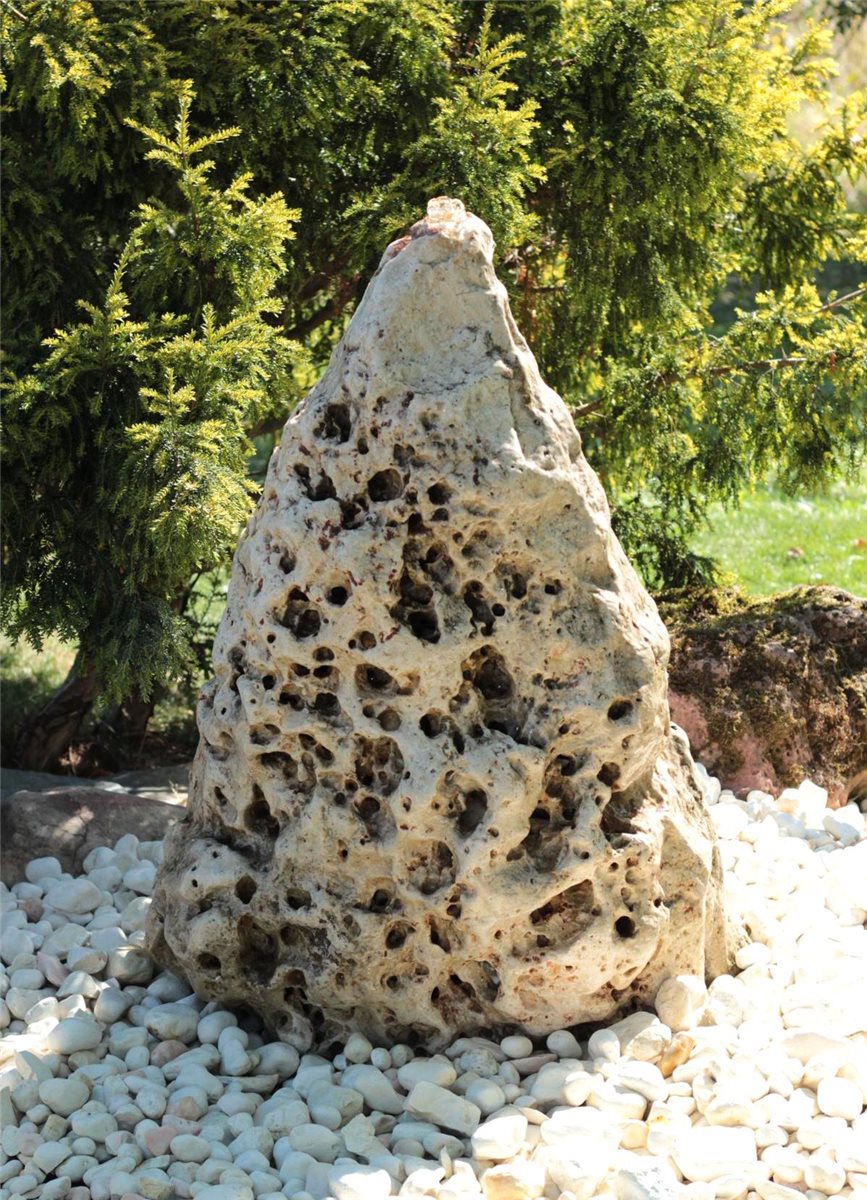 Wasserspiel SET Quellstein Monolith 105cm Marmor Travertin Gartenbrunnen