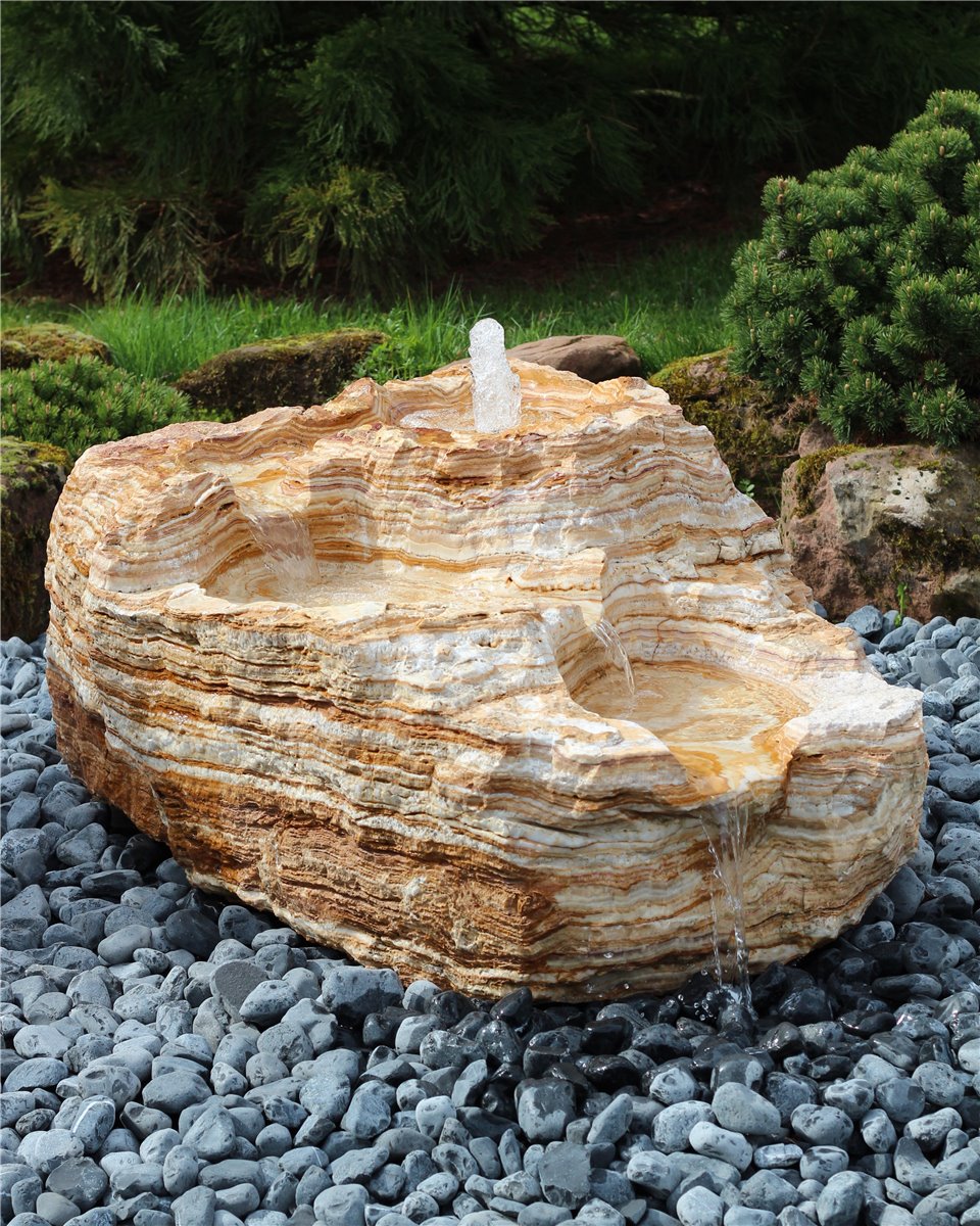 Quellstein Bachlauf Marmor Angel Sparks L120cm mit Quellschalen Gartenbrunnen Springbrunnen