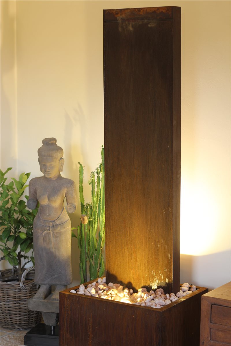 Zimmerbrunnen Cordon 180 Wasserwand Cortenstahl Edelrost-Design