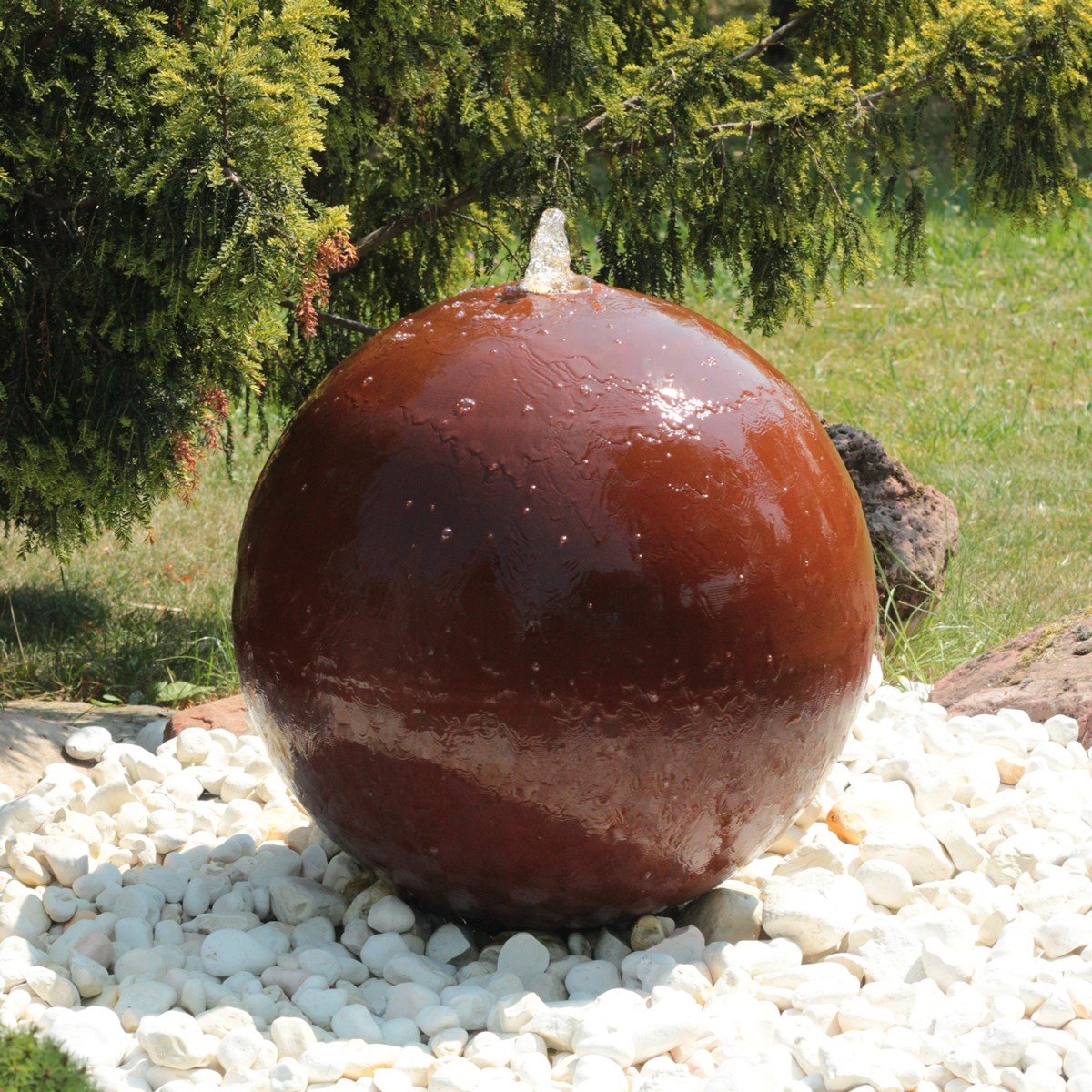 Cortenstahl Kugelbrunnen 60cm Edelrost Gartenbrunnen Springbrunnen Komplettset