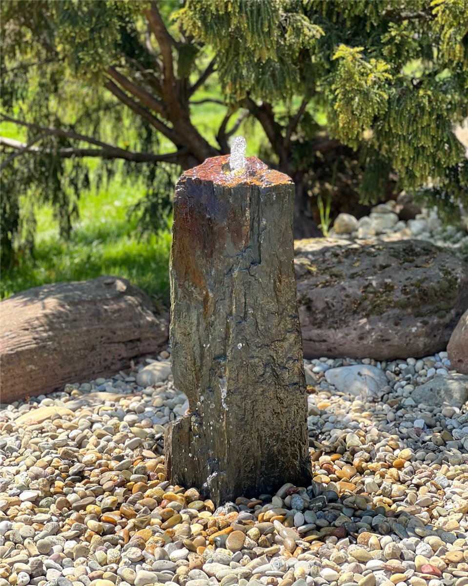 Quellstein Schiefer Monolith 82cm Gartenbrunnen Springbrunnen Komplettset