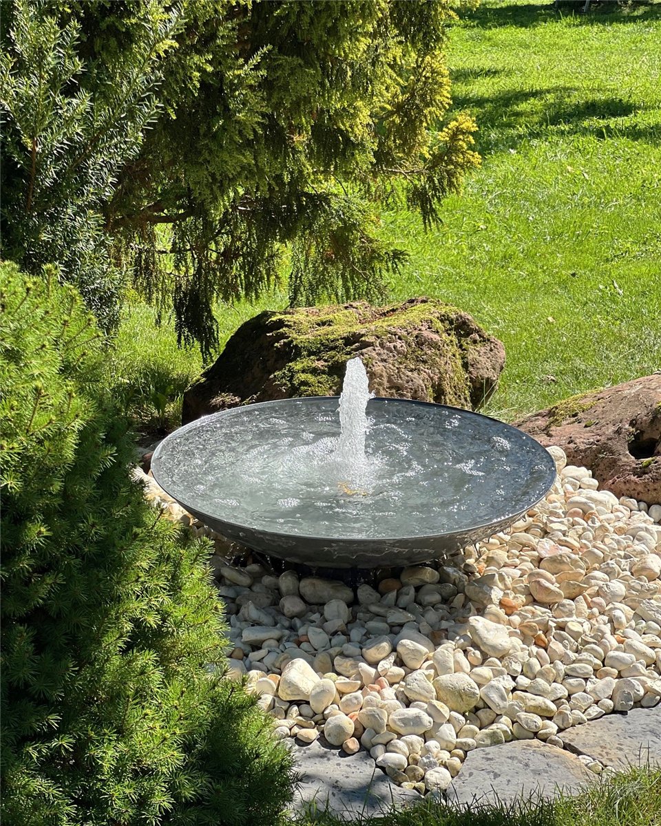 Wasserschale 80 mit Fontäne anthrazit grau Gartenbrunnen Springbrunnen Set