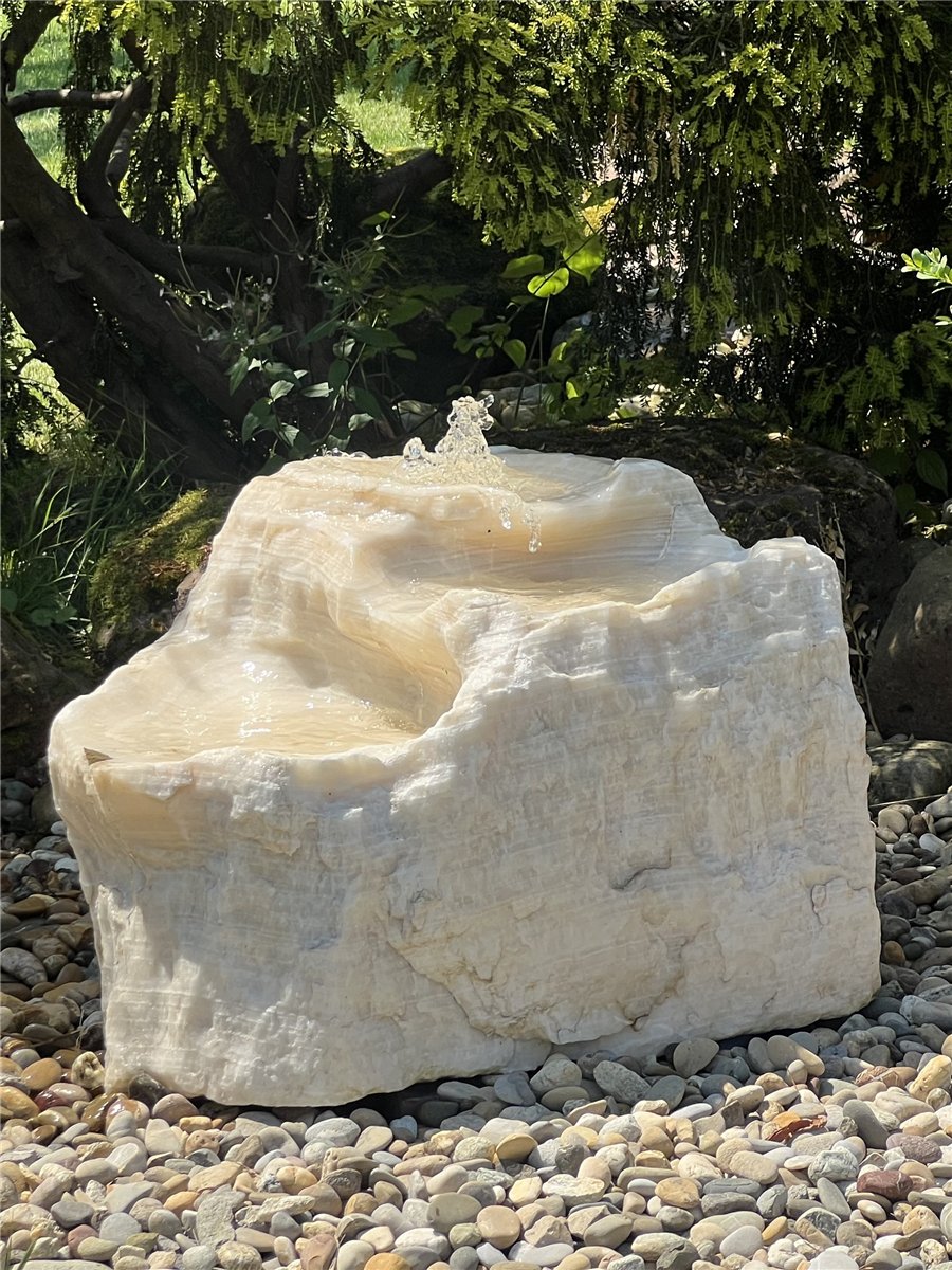 Quellstein Bachlauf Marmor L65cm mit Quellschalen Gartenbrunnen Springbrunnen