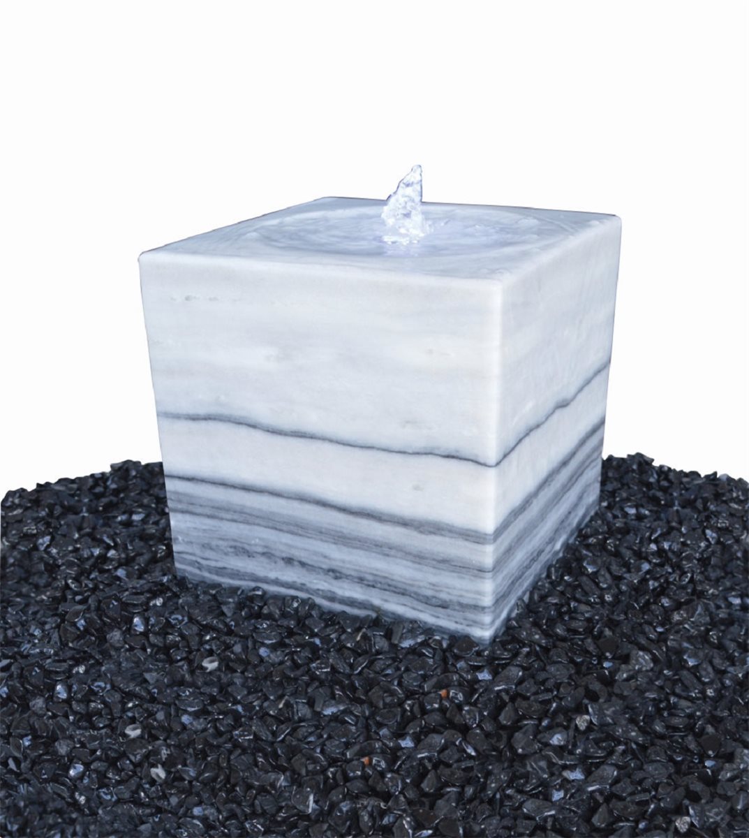 Wasserspiel SET Quellstein Marmorwürfel 50cm Gartenbrunnen inkl. Pumpe