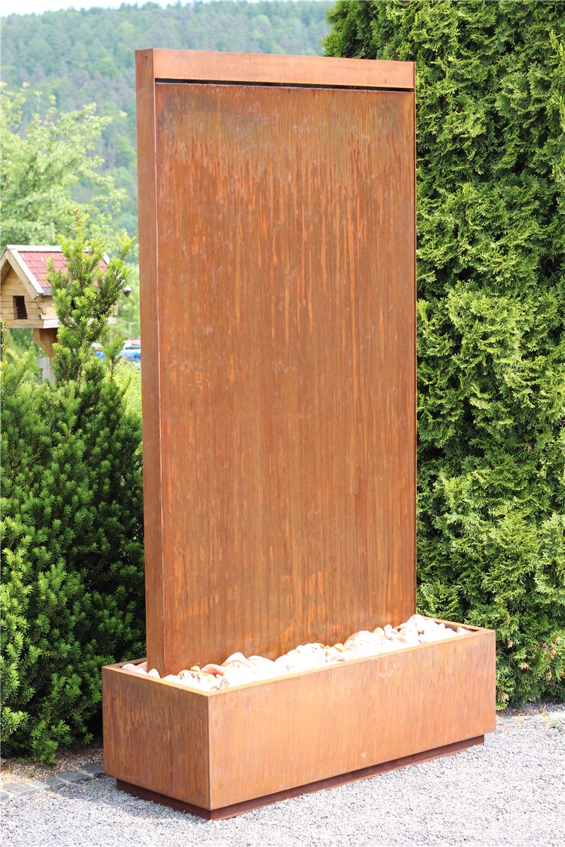 Wasserwand Cordon Gigant 220 Cortenstahl Gartenbrunnen Edelrost Design