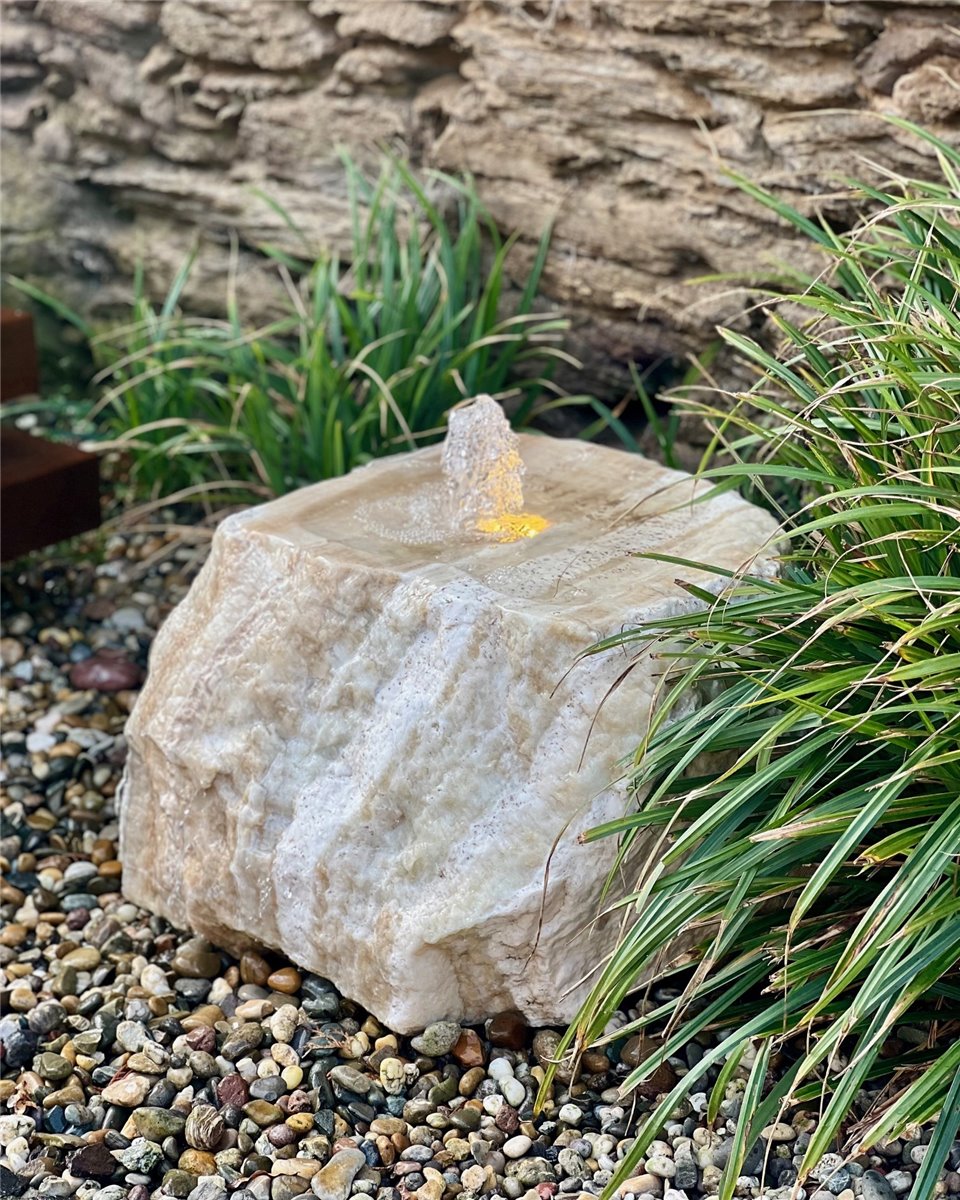 Quellstein Brunnen Onyx Marmor 40cm Gartenbrunnen Springbrunnen Komplettset