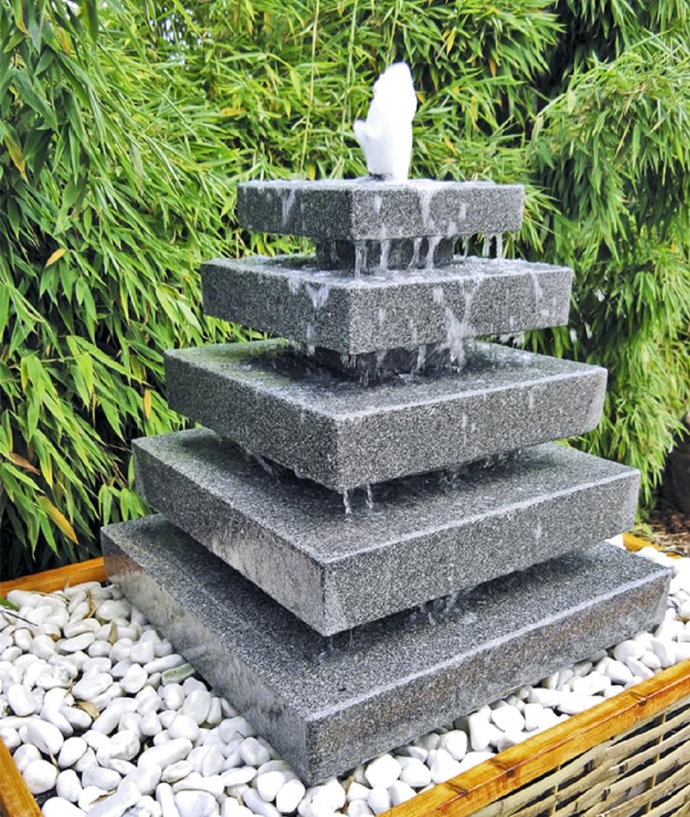 NUR ABHOLUNG! Wasserspiel SET Granit Pyramide 80cm Quellstein Gartenbrunnen Springbrunnen